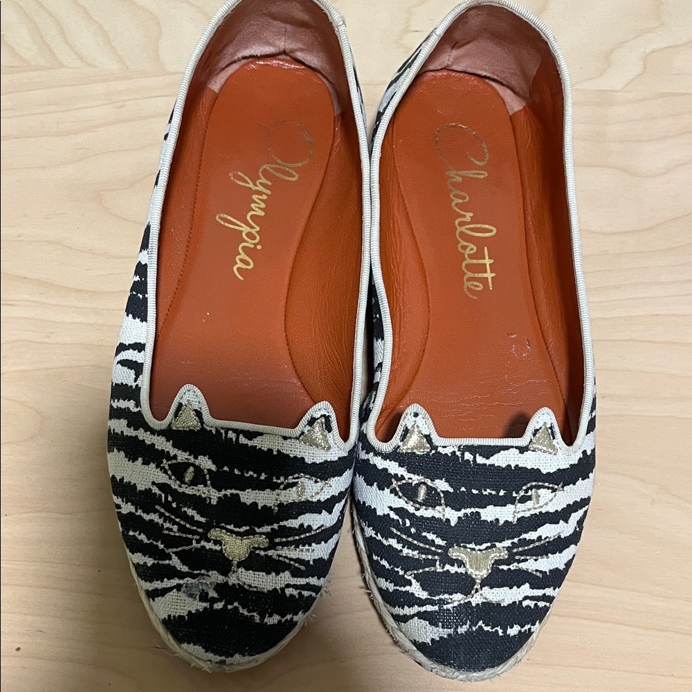 Charlotte Olympia Zebra Print Cat Flats